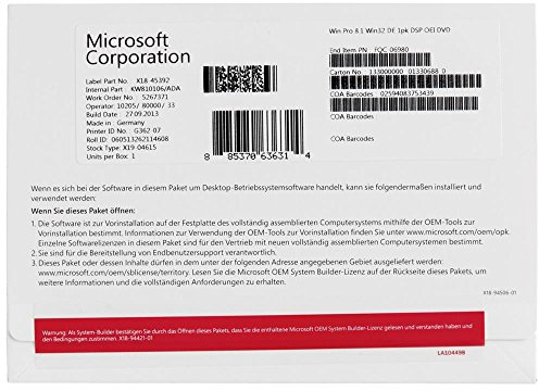 Windows 8.1 Pro OEM 32 Bit Vollversion