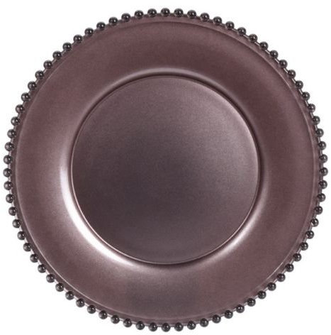 Assiette de service en verre cristal sans plomb 34 cm Marron