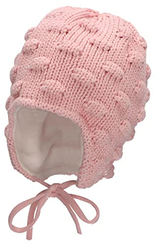Sterntaler Baby Mädchen Strickmütze Baby GOTS Strickmütze Mütze - Baby Strickmütze, Mütze Baby - aus Baumwolle mit Bindeband - rosa, 49