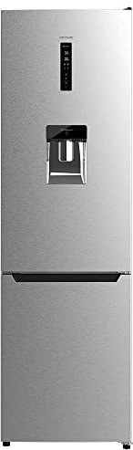 Cecotec Frigorífico Combi 2 Puertas con Dispensador de Agua Bolero CoolMarket Combi 322 WD Inox D. 322 L, Altura 185 y 60 cm de Ancho, Bajo Consumo, Motor Inverter Plus, Total No Frost