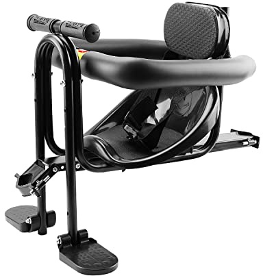 YouTeMei Child Bike Seat, Front Mount Bike Seat for Mountain Bike, Kid Bike Carrier with Handrail Seat Belt and Pedal,PVC Hard Seat