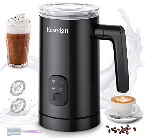 Eastsign Milchaufschäumer, Kaffeeaufschäumer, 4-in-1 elektrischer Milchaufschäumer und Dampfgarer, Heiß-Kaltschaum-Schokoladenbereiter, Milchwärmer, 12oz/350ml Kaffeeaufschäumer für Espresso