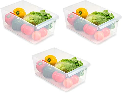 Acan Tradineur - Pack de 3 Cajones organizadores para frigorífico Nº 14 - Fabricado en Polipropileno - Recipiente de Polipropileno Transparente - 15 x 23 x 37 cm