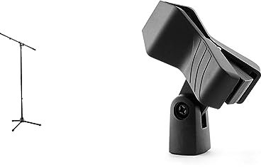 Konig & Meyer Pied perche de micro pro- 210-2 & Tiger MCA88-BK Support universel de microphone - Clip de qualité à ressort pour microphone - Noir