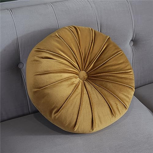 Cuscino rotondo per divano da 35 cm in velluto, cuscini decorativi morbidi pieghettati, cuscino da pavimento per meditazione, cuscino decorativo per la casa per soggiorno, divano, letto, auto, sedia
