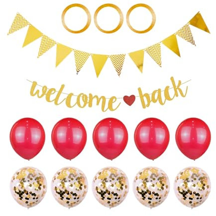 Set di 11 ghirlande di benvenuto indietro, decorazioni di benvenuto, bandierine, palloncini in lattice, set di decorazioni per l'inizio della scuola, decorazioni per feste