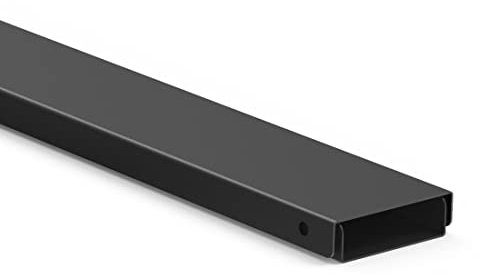 Kabelkanal mit magnetischer Kabelabdeckung für die Wand (für 5 Kabel, Kabelleiste für ordentliches Kabelmanagement z.B. TV Kabelkanal, Kabelführung und Kabel verstecken in einem, Metall, 90cm) schwarz