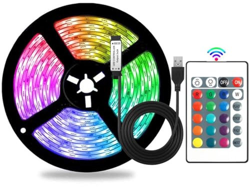 Valletock USB Led Strip Light, RGB Colour Changing Led Lights for Home Rome Decoration, 16 Colors with Remote. (2m led)