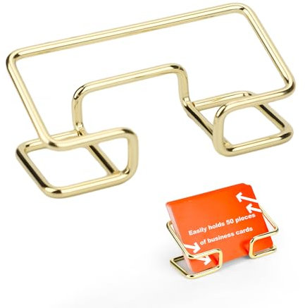 lasuroa Visitenkartenhalter Metall für den Schreibtisch, Visitenkarten Halterung Metall Goldfarbenes Visitenkartenständer Visitenkarten Organizer für Damen Herren Bürobedarf, 1 Stück