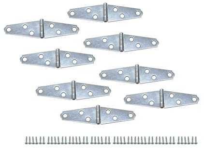 QCAA Light Strap Hinge, Steel, 2, Zinc Plated, 8 Pack, Made in Taiwan