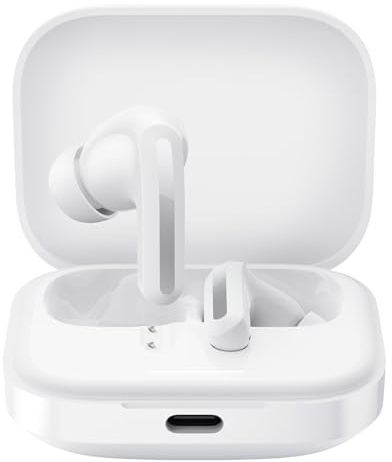 Xiaomi Redmi Buds 5 Auriculares Bluetooth, Cancelación Activa de Ruido de hasta 46 dB, Reducción de Ruido AI para Llamadas, Audio Hi-Fi, 40 Horas de duración de la batería, Bluetooth 5.3, Blanco