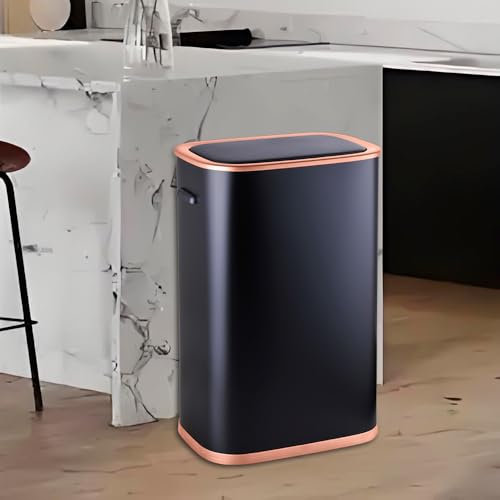 STARNINE 55L Motion Sensor Kitchen Bin Stainless Steel Automatic Sensor Bin Infrared Technology Touch Free Sensor & Finger Touch Operation Kitchen Waste Bin (Black-Gold Edition)