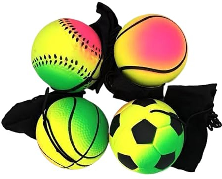Pallone Ritorno Bambola - 4 Pezzi Palla Di Gomma Con Fascia Per Adulti,Attrezzature Sportive Allenamento per Palestra Casa Bambini Fitness Attività Attrezzature Riunioni Familiari Interni Esterni
