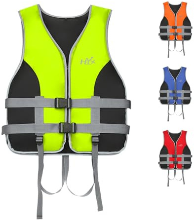 Life Jacket Adult Swim Vest Unisex Buoyancy Aid 50N with Whistle Adjustable Safety Straps for Snorkeling Water Sports Surfing Boating Fishing Kayaking Paddle Board Canoeing Flotation Device 25-110kg