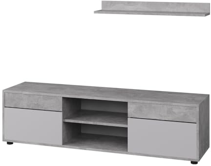 Vicco Wohnwand Berno, Beton/Weiß, 2 Teile