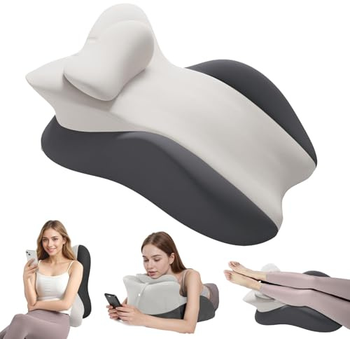 MINGPINHUIUS Cojín en cuña, cojín de lectura y cojín lumbar, cojín de relajación para cama, sofá y suelo, cojín ortopédico de apoyo contra el dolor de espalda y cuello, de espuma viscoelástica (gris)