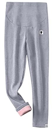 Xiaojmake Women's Maternity Fleece Lined Leggings Over The Belly Pregnancy Warm Yoga Tights Workout Active Pants with Pockets Gray