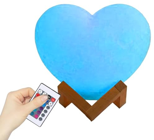 Lampada a forma di cuore a 16 colori, lampada LED d'atmosfera, lanterna luminosa con supporto e telecomando, illuminazione LED ricaricabile tramite USB, per San, asilo, soggiorno