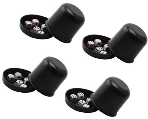 GATHINESS Vaso de Dados Grueso Antitrampas con Base Resistente a Roturas Incluye 5 Dados Negros 4 Juegos para Bar y Ktv Divertida para Juegos Sociales