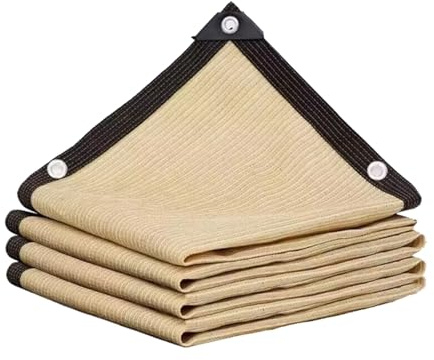Premium skuggduk 2 x 6 m | 90–95 % UV-beständigt skuggnät med metallöljetter | Kraftigt solskyddsnät för trädgårdar, växthus, kennlar och carportar | anpassade storlekar (beige, 2 m x 1 m)
