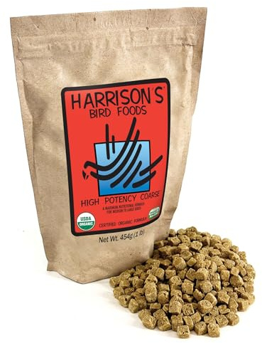 Harrison's Bird Foods High Potency Coarse—Maximum Nutritional Formula for Small to Medium Birds, Certified Organic Non-GMO Pet Bird Food, Vet-Developed, Suitable for All Life Stages, 454 g/ 1 lb