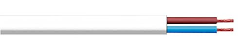 Merriway BH01451 2-Core Round Flex Cable, 2182Y 0.5mm White, 5 Metres (16.5 feet)