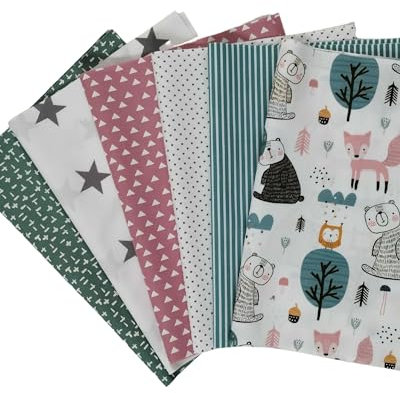babrause® Stoffpaket Patchwork Baumwollstoffe 12 x (25x35cm) (Bären)