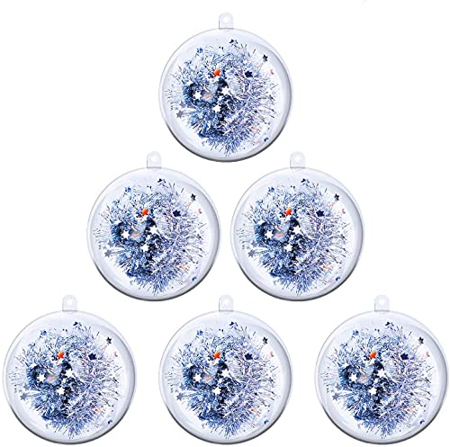 20Pcs (3.15/80mm) Clear DIYChristmas Ornaments, Clear Plastic Fillable Ornaments Ball, for Christmas, for New Years Present Holiday Wedding Party Home Decor.