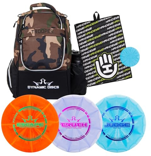 Dynamic Discs 3-Pack Set w/Trooper Bag, Judge, Truth, Escape, Woodland Camo