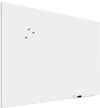 IVOL Design glasbräda premium – magnetisk och skrivbar glastavla med dold montering – magnettavla (60 x 90 cm, vit)