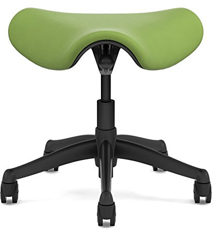 Humanscale Freedom Saddle Stool Chair - Graphite Frame with Verdant Lotus Fabric - Soft Hard Floor Casters