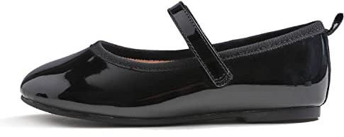 Feversole Basic Synthetic Girls Cute Dress,Ragazze Mary Jane Strap Scarpe Basse Ballerine da Principessa Scarpe da Scuola Piatte Nero 33 EU
