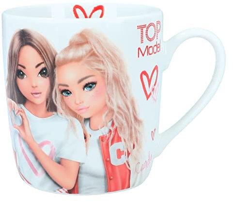Depesche TOPModel One Love - taza en blanco, con motivo de modelo, dibujo de corazón y la inscripción Love, taza con asa de porcelana, capacidad aprox. 300 ml