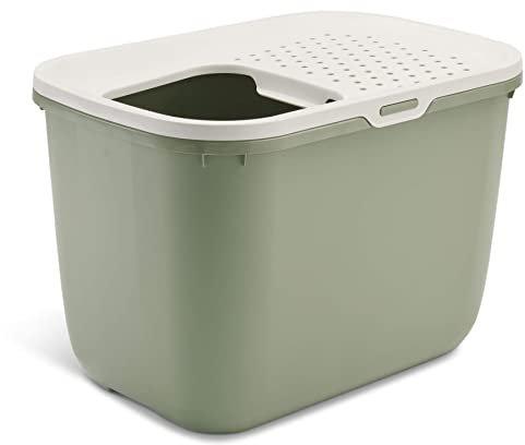 Katzentoilette Katzenklo HOP IN mit Einstieg von Oben hellgrün-Weiss