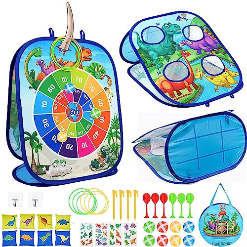 Flintronic Dartscheibe Wurfspiel für Kinder, 5 in 1 Sitzsack Wurfspiel mit Dart, Sitzsack, Klettbälle, Faltbares Bean Bag Toss Set für Familienparty Aktivitäten, Kinder Geburtstagsgeschenke