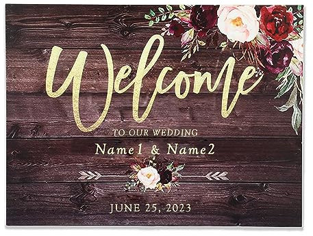 Plaque de bienvenue personnalisée en bois pour mariage, douche, anniversaire, remise de diplôme, peut être personnalisée pour toutes les occasions (sty1)