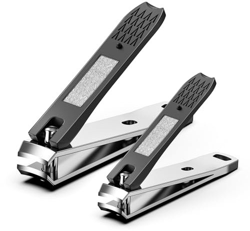BEZOX Squisito set di 2 tagliaunghie, tagliaunghie per unghie e piedi, in acciaio inossidabile di alta qualità, tagliaunghie robusto e affilato, Nero Chiaro.