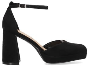 Etika 90009 Negro Zapato Vestir Antelina Tacón Alto