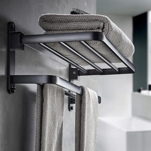 Cheerhom Porta Asciugamani,Pieghevole Set Accessori Bagno Portasciugamani da Parete, Scala Porta Asciugamani Bagno, Porta Asciugamani Bagno in Acciaio Inox, Resistente alla Ruggine (56x21x17cm)
