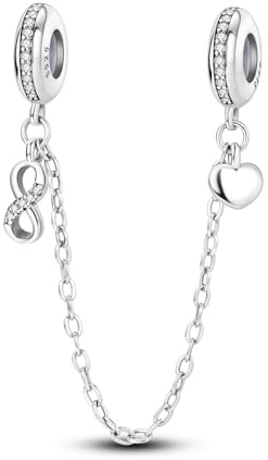 Parmuz 925 Cadena de seguridad de plata esterlina para pulsera Amor Mariposa Mal de ojo Tapón Espaciador Charm Clip Charms Colgantes Colgantes Cuentas Joyería Regalo para Mujeres