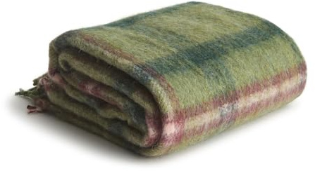 Vera Bradley Women's Wool Blend Woven Throw, Vineyard Green & Burgundy Plaid