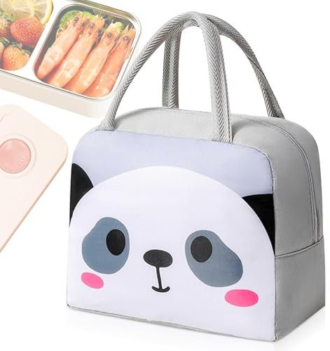 AUEJACKY Lunch Bag,lunchtasche,Tragbar Lunchbox Tasche,Isolierte Lunch Bag,Kühltasche Klein,Lunch Tasche Süß Panda Gesicht,Thermotasche für Essen,Generisch Lunch Tasche