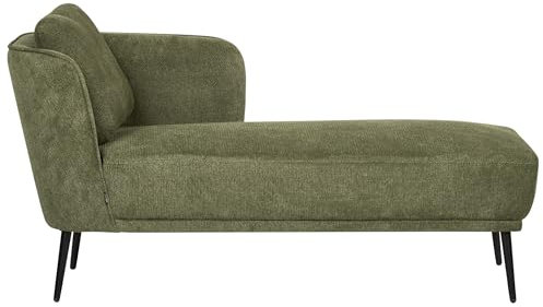 Beliani Chaiselongue Stoffbezug dunkelgrün Links mit Armlehne Kissen Metallfüße Artheze