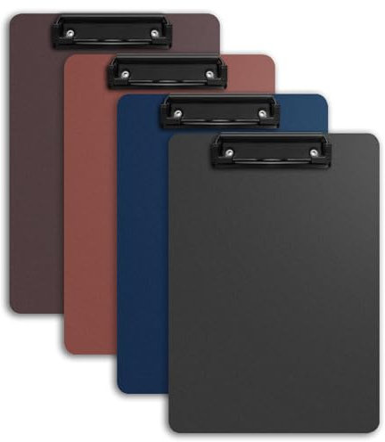 Ysenchan Clipboards (Set of 4), Colorful Clip Boards with Metal Clip, Plastic Nursing Clip Boards Standard A4 Letter Size for Teacher Students, School&Office Supplies (Black, Blue, Red, Coffee Brown)