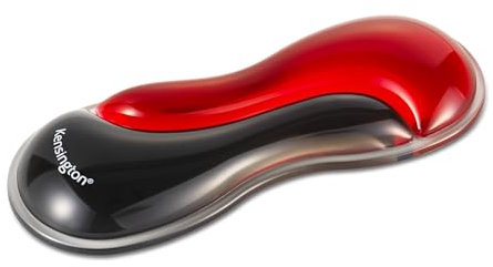 Kensington Slim Duo Gel Maus und Trackball Handgelenkstütze, Mauspad mit Gelkissen, ergonomischer Komfort, für flache PC-Mäuse und Trackballs, 192 x 72 x 22 mm, Schwarz Rot, K62440WW