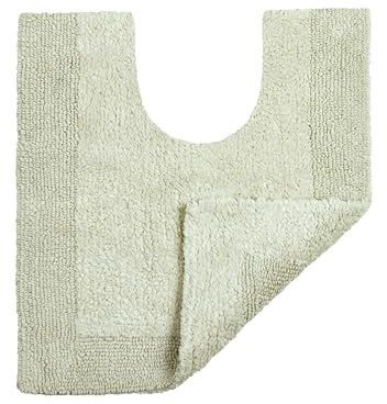 Allure Heavyweight Reversible Pedestal Toilet Mat, 100% Cotton, Super Soft, Washable, Large Size 55 x 55cm (Sage Green)