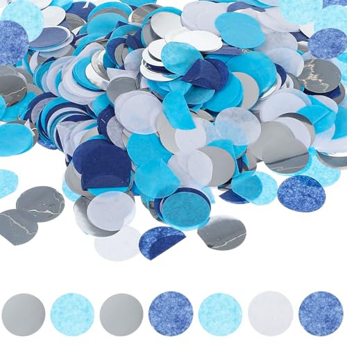 Yuanchu 6000 coriandoli, 2,5 cm, coriandoli colorati, 50 g, per compleanno, matrimonio, multicolore, rotondi, decorazione da tavolo, per carnevale, Natale, battesimo, baby shower, decorazione (blu