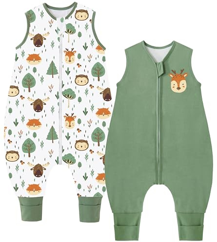 Chilsuessy Baby sovsäck med fötter 2-pack 2,5 tog barn vinter sovsäck mjuk bomull baby sovsäck med ben