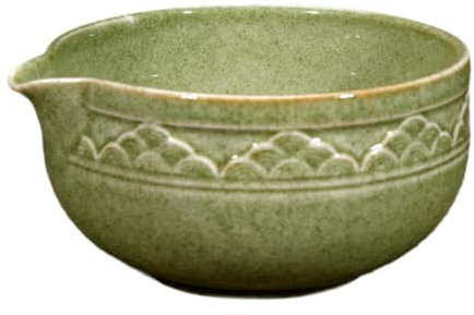 JISADER Coppa di Porcellana Matcha Ciotola Fatta a Mano Accessoria Giapponese Cucina di miscelazione di tè per la Famiglia di Preparazione Giapponese, Grande Colore Matcha
