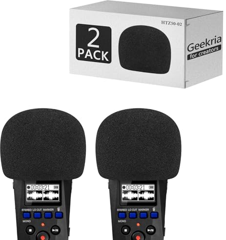 Geekria för skapare skumvindruta kompatibel med ZOOM H1 viktig inspelare, mikrofonvindskydd, svampfilter, bärbar digital inspelare (svart / 2-pack)